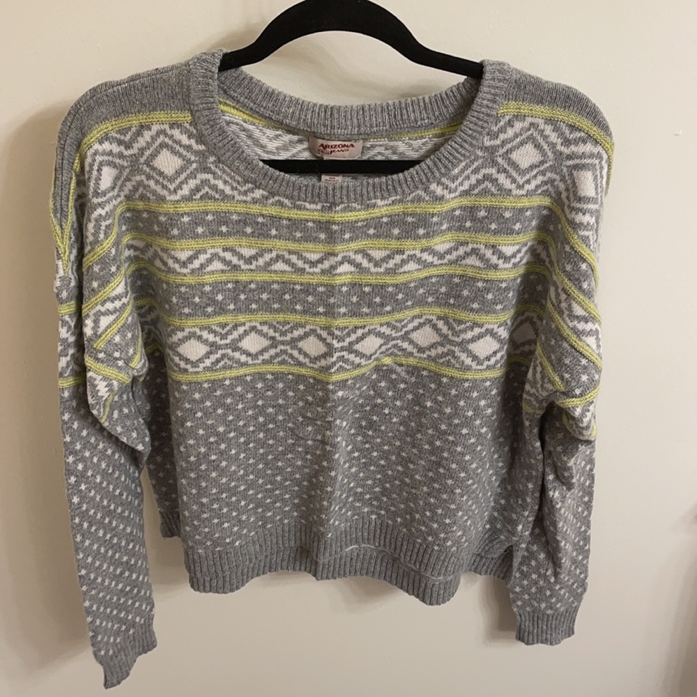 Arizona Jean Company Sweater Size 1X Color Gray White Yellow